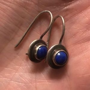 Silver earrings with  blue stone